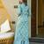 Sky blue digital printed muslin straight kurta with bottom set