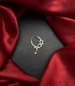 silver cz bridal nath nose ring with dangle  traditional indian nose jewelry