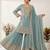 Sea green embroidered ethnic sharara suit set for wedding & festive wear