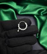 silver nose hoop ring with moissanite dangle indian bridal nath septum clicker jewelry