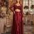 Maroon net readymade 3 piece set with embroidery & sequence work