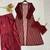 Maroon net readymade 3 piece set with embroidery & sequence work