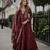 Brown vichitra readymade anarkali suit with beads sequence & embroidery work