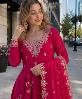 Rani georgette readymade anarkali suit with embroidery & sequence work 2