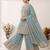 Sea green embroidered ethnic sharara suit set for wedding & festive wear