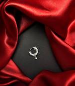 silver cz bridal nath nose ring  indian nose pin with dangle charm