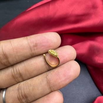 gold-tone cz nose pin  non-piercing clip-on stud  indian bridal jewelry 3