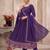 Purple heavy embroidered flared anarkali suit set with pant & dupatta