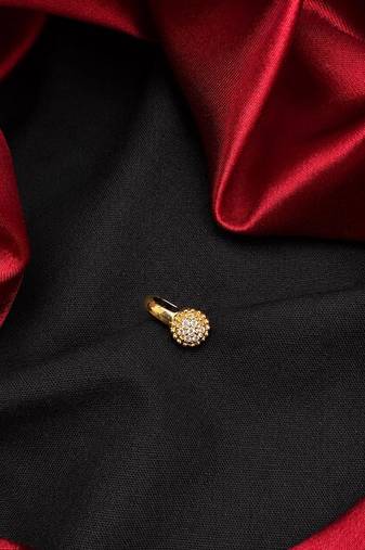 gold-tone cz non-piercing nose ring  clip-on fake stud  indian bridal jewelry