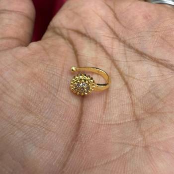 gold-tone cz non-piercing nose ring  clip-on fake stud  indian bridal jewelry 3