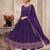 Purple heavy embroidered flared anarkali suit set with pant & dupatta