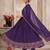 Purple heavy embroidered flared anarkali suit set with pant & dupatta