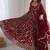 Maroon floral embroidered anarkali kurti pant set with dupatta