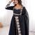 Black embroidered anarkali suit set with dupatta & pant