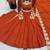 Orange embroidered anarkali suit set with dupatta & pant