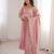 Pink embroidered anarkali suit set with dupatta & pant