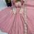 Pink embroidered anarkali suit set with dupatta & pant