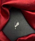 floral nath nose pin cz stone silver finish indian bridal jewelry