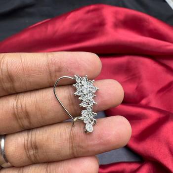 floral nath nose pin cz stone silver finish indian bridal jewelry 2