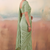 Green solid poly chiffon ethnic saree