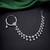 silver look piercing bridal nath with chain  cz stone indian nose ring