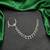 silver look piercing bridal nath with chain  cz stone indian nose ring