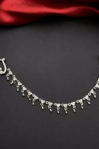 silver bridal nath with cz ear chain traditional indian nose ring bollywood wedding jewelry