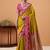 golden soft satin with rich woven border festive & wedding wear saree