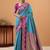 sky blue soft satin with rich woven border festive & wedding wear saree