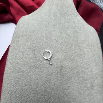 silver cz diamond nose ring: indian bridal nath clip on nose hoop 2