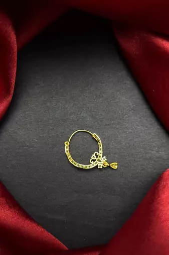 silver cz diamond nose ring: indian bridal nath clip on nose hoop