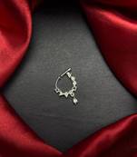 minimalist cz nath nose pin  silver hoop bridal jewelry
