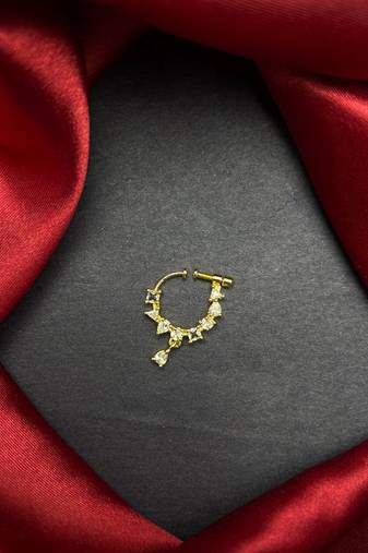 minimalist cz nath nose pin  gold hoop bridal jewelry