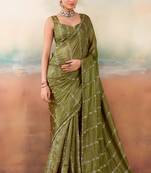Mehndi solid poly chiffon ethnic saree