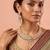 Gold plated white stones kundan necklace set with maang tikka