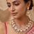 Gold plated white stones polki kundan necklace set with maang tikka