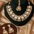 Gold plated white stones polki kundan necklace set with maang tikka