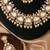 Gold plated white stones polki kundan necklace set with maang tikka