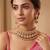 Gold plated pink kundan stones choker necklace set