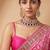 Gold plated maroon kundan choker necklace set with maang tikka