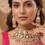 Gold plated light pink kundan choker necklace set with maang tikka