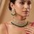 Emerald green stones polki band choker necklace set with maang tikka