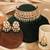 Emerald green stones polki band choker necklace set with maang tikka