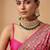 Emerald green stones polki band choker necklace set with maang tikka