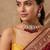 Gold plated maroon beaded polki kundan choker necklace set