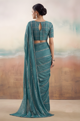 Rama solid poly chiffon ethnic saree 2