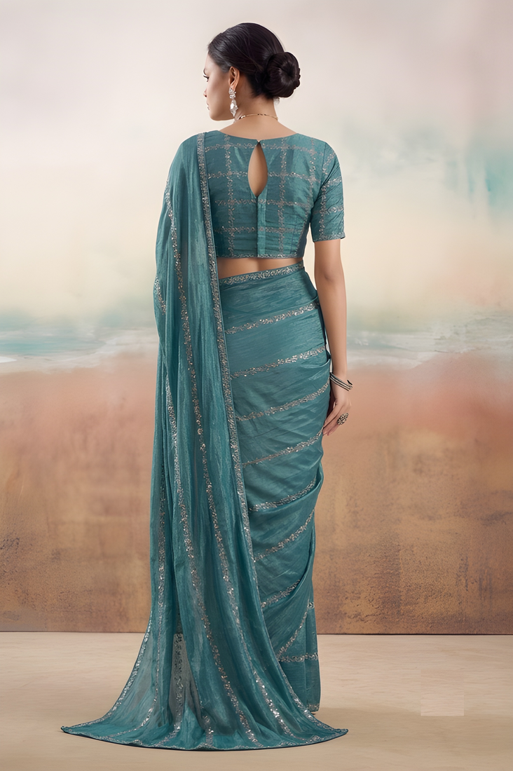 Rama solid poly chiffon ethnic saree