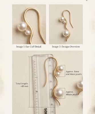 Gold plated serpentine pearl climber earrings 3