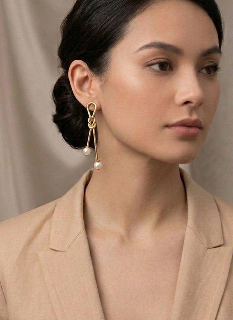 Gold plated gilded knot dangler earrings