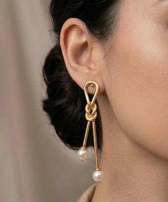 Gold plated gilded knot dangler earrings 2